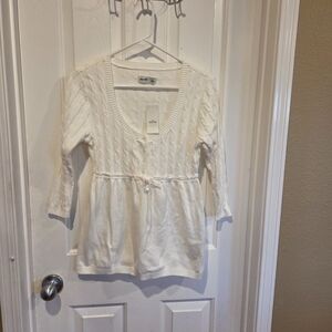 Hollister Ivory Cable Knit Cardigan